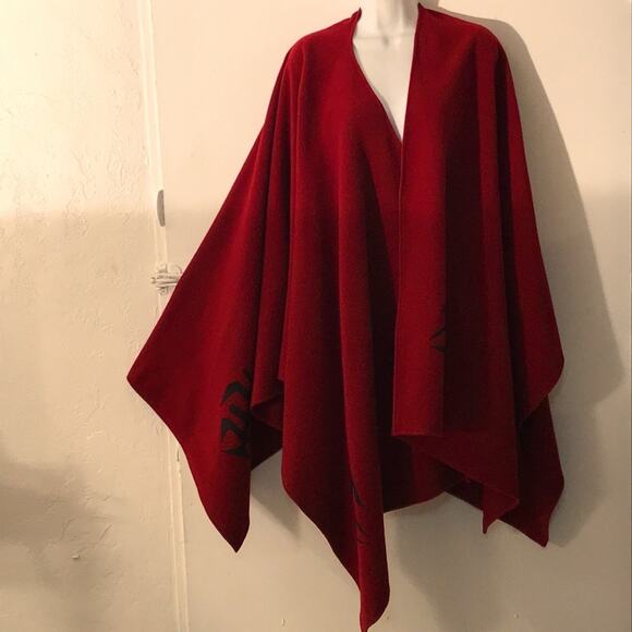 Tammy Beauvais Mohawk Nation Red Cashmere Wool Cape. OS - Picture 10 of 10